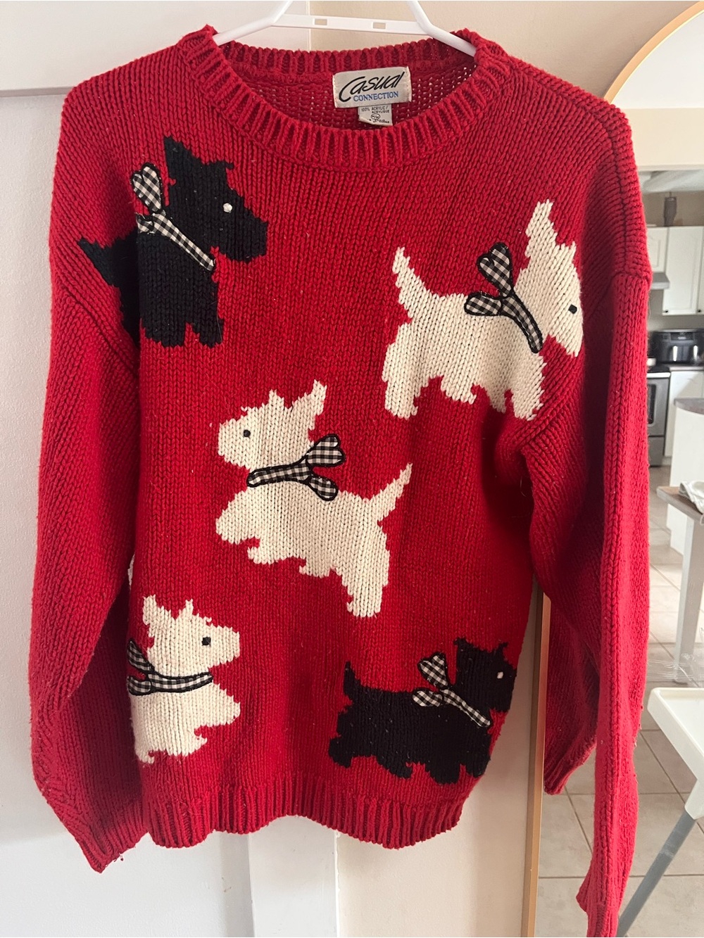 Women's Red Scottie Dog Knit Sweater